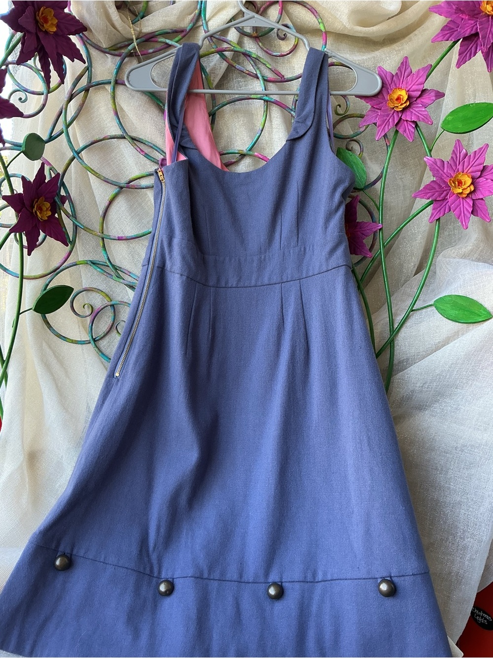 Moulinette Soeurs Slate Blue Maxi Dress with Pink Lining - Picture 2 of 2